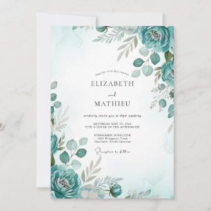 Convites Casamento com Aquarela Esmeralda Graciosa