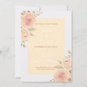 Convites Casamento com Aquarela Floral Amarela e Laranja