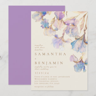 Convites Casamento com Aquarela Floral de Íris Elegante