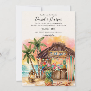 Convites Casamento com Aquarela Floral Tropical Havaiana
