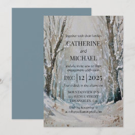 Convites Casamento com Aquarela Floresta de Inverno Poeiren