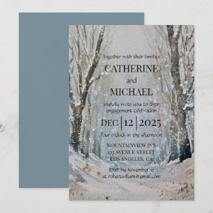 Convites Casamento com Aquarela Floresta de Inverno Poeiren