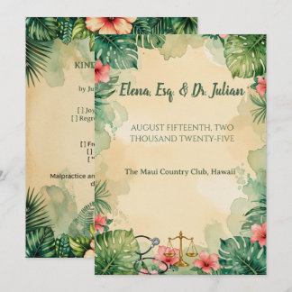 Convites Casamento com aquarela havaiana de médico advogado
