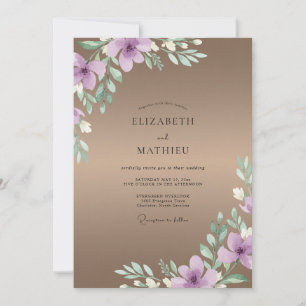 Convites Casamento com Aquarela Lilás Toupeira