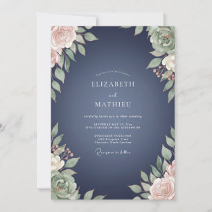 Convites Casamento com Aquarela Mauve Ardósia