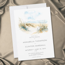 Casamento com Aquarela Moderna na Praia Costeira