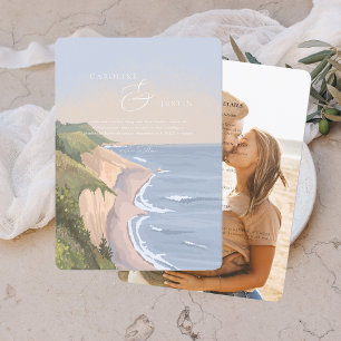 Convites Casamento com aquarela na costa da Califórnia