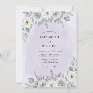 Convites Casamento com Aquarela Poética de Lavanda