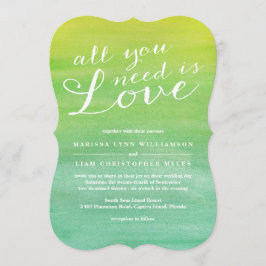 Convites Casamento com Aquarela Pura e Amor / Emerald Limão