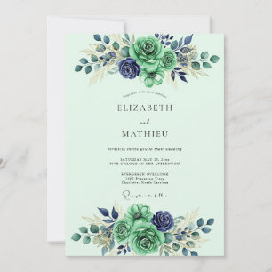 Convites Casamento com Aquarela Refined Verde Menta