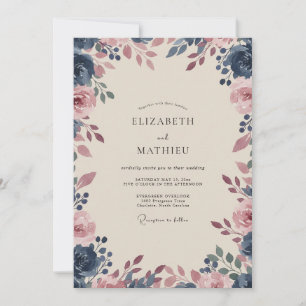 Convites Casamento com Aquarela Roxa da Meia-Noite