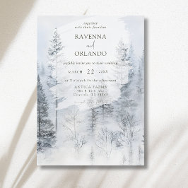 Convites Casamento com Aquarela Rústica de Montanha na Flor