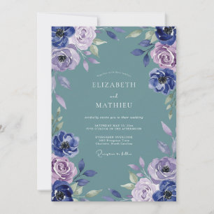 Convites Casamento com Aquarela Violeta Ardósia