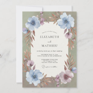 Convites Casamento com Aquarela Violeta Azulada