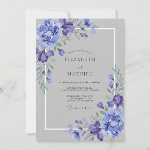 Convites Casamento com Aquarela Violeta Elegante