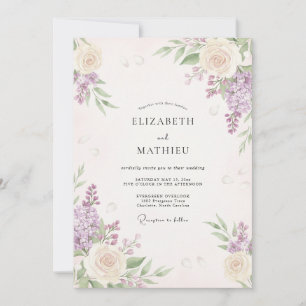 Convites Casamento com Aquarela Violeta Wisteria