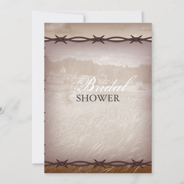 Convites casamento com arame farpado no oeste (Frente)