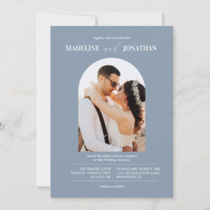 Convites Casamento com Arca Azul de Fotografias Moderna Min