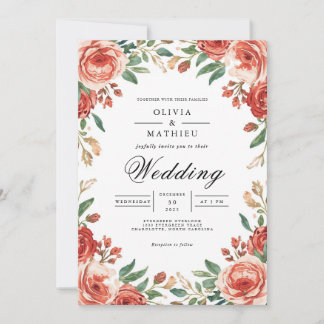 Convites Casamento com Arca Botânica Floral Crimson