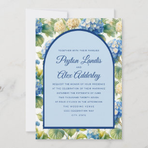 Convites Casamento com Arca Floral de Hydrangeas Azul