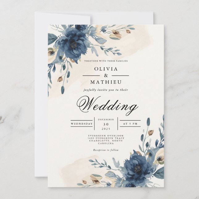 Convites Casamento com Arca Floral do Marinho Moody (Frente)