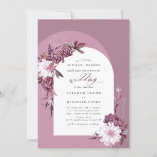 Convites Casamento com Arca Floral Púrpura Violenta Sem Mud