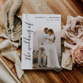 Convites Casamento com Arch de Fotografia de Script Vertica