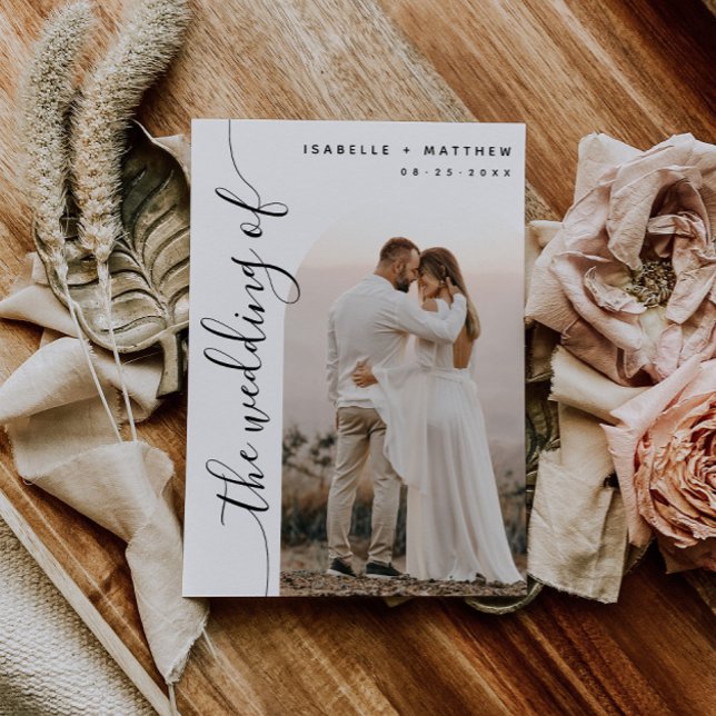 Convites Casamento com Arch de Fotografia de Script Vertica (Criador carregado)