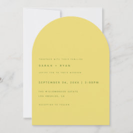 Convites Casamento com Arco Amarelo Limão Moderno Minimalis