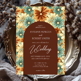 Convites Casamento com arco de flores coloridas da raia