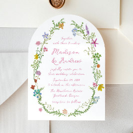 Convites Casamento com Arco de Flores Silvestres no Jardim