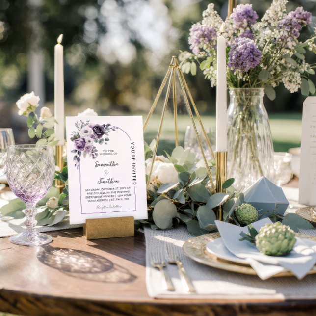 Convites Casamento com Arco de Lavanda e Roxo |  (Criador carregado)
