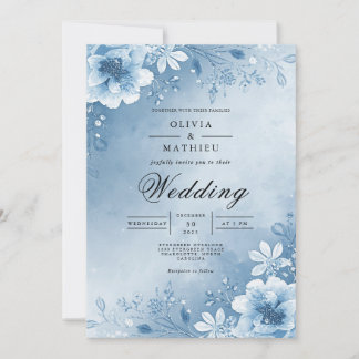 Convites Casamento com Arco de Sangue de fosco Azul