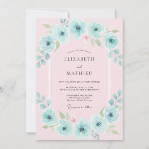 Convites Casamento com Arco Floral Aqua