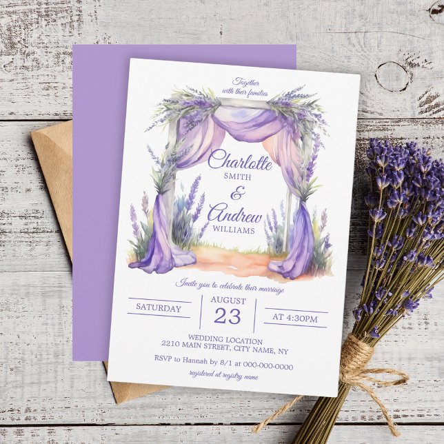 Convites Casamento com Arco Floral de Lavanda (Lavender Floral Arch Wedding Invitation
)