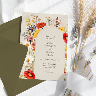 Convites Casamento com Arco Floral Elegante e Flor Silvestr