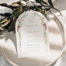 Convites Casamento com Arco Floral em Cascata