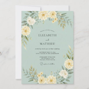 Convites Casamento com Arco Floral em Verde Menta