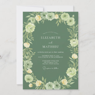 Convites Casamento com Arco Floral em Verde Sálvia