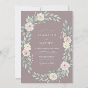 Convites Casamento com Arco Floral Roxo