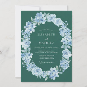 Convites Casamento com Arco Floral Suave Esmeralda