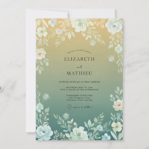 Convites Casamento com Arco Floral Verde Amarelo
