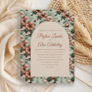 Convites Casamento com Arco Floral Verde de Terracotta Sage