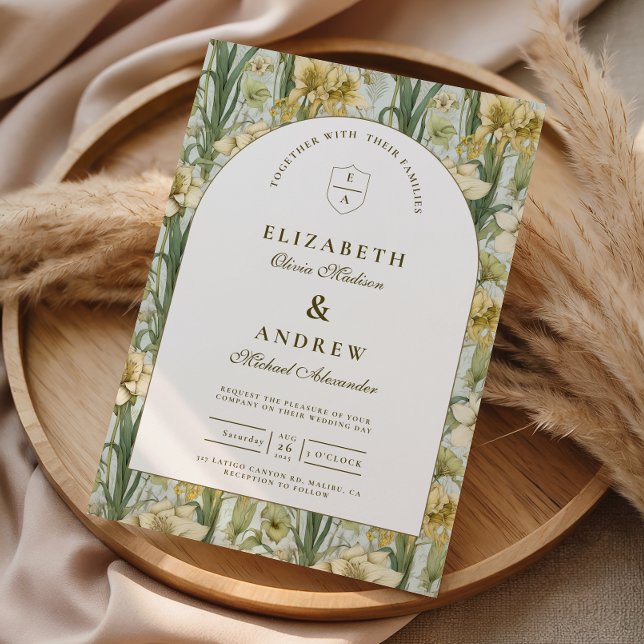 Convites Casamento com Arco Floral Verde Sage (Criador carregado)