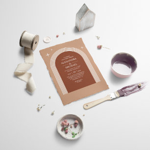 Convites Casamento com Arco Laranja Queimado por Terracotta