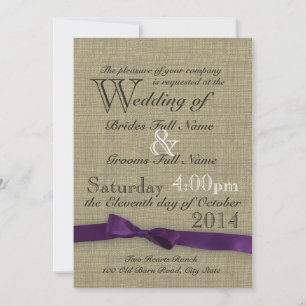 Convites Casamento com Arcos roxos e Burlap Rustic