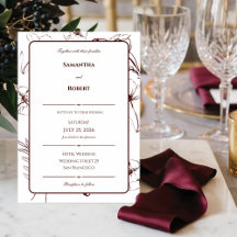 Casamento com Arte em Linha Floral Burgundy Elegan