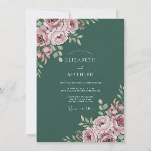 Convites Casamento com Arte Floral Rosa