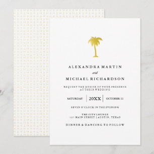 Convites Casamento com Árvore Dourada do Elegante Faux