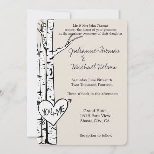 Convites Casamento com Árvores Brancas de Creme